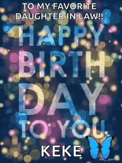 Birthday Card For Daughter In Law With Blue Butterfly GIF