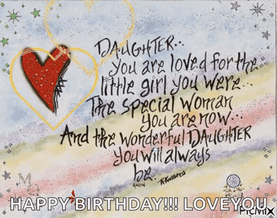 Birthday Card For Daughter With Red Heart GIF