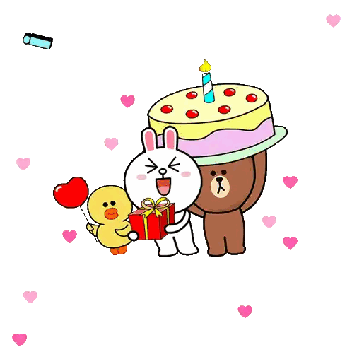 Birthday Card For Fatma With Cake And Rabbits Sticker