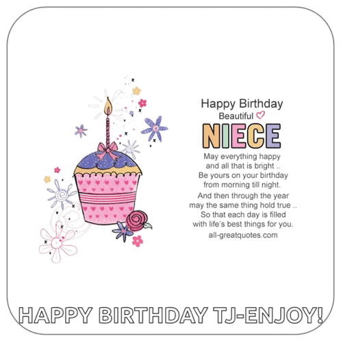 Birthday Card For Niece With Cupcake GIF