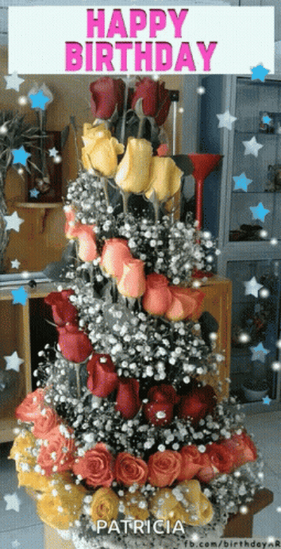 Birthday Card For Patricia With Rose Tree GIF