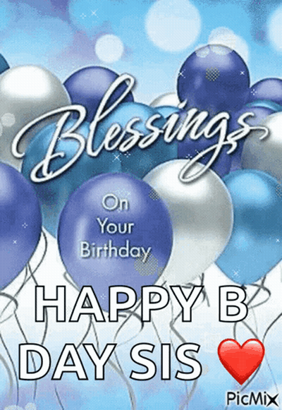 Birthday Card for Sis With Blue and Silver Balloons