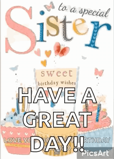 Birthday Card For Sister With Cake GIF