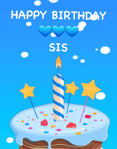 Birthday Card For Sister With Cake And Candle GIF