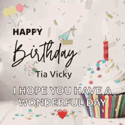 Birthday Card For Tia Vicky With Cupcake GIF