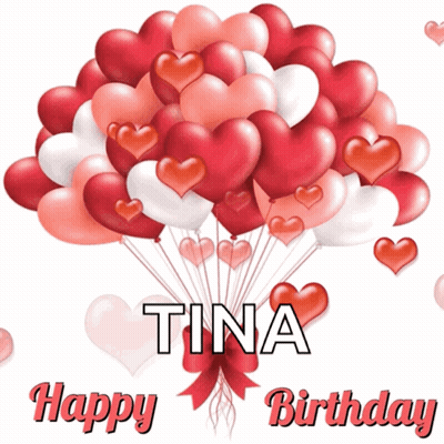 Birthday Card For Tina With Balloons GIF