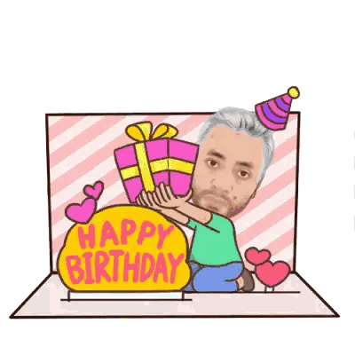 Birthday Card Man With Gift Happy Birthday Sticker
