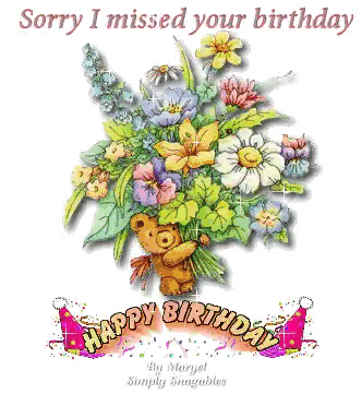 Birthday Card Teddy Bear Sorry I Missed Your Birthday Sticker