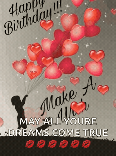 Birthday Card With Balloons And Make A Wish GIF
