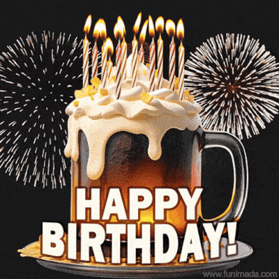 Birthday Card With Beer Mug Cake GIF