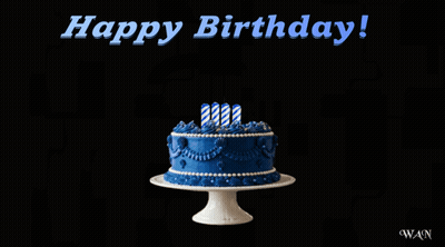 Birthday Card With Blue Cake Saying Happy Birthday GIF