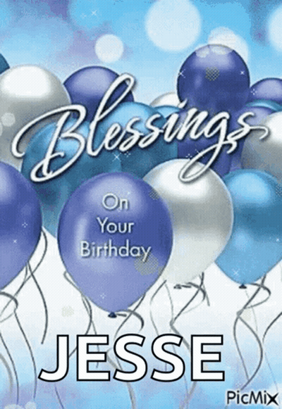 Birthday Card With Blue Silver Balloons Jesse GIF
