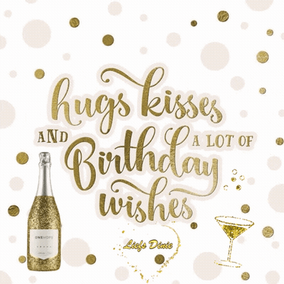 Birthday Card With Bottle Of Champagne And Martini Glass GIF