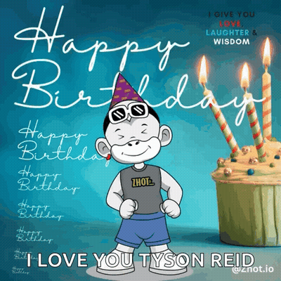 Birthday Card With Boy Wearing Party Hat GIF