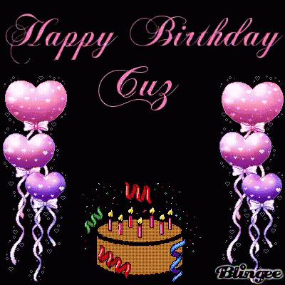 Birthday Card With Cake And Balloons GIF