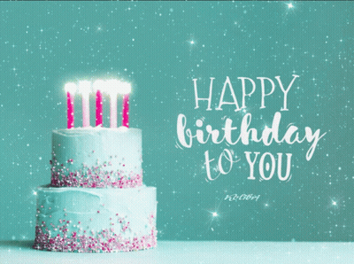 Birthday Card With Cake And Candles Saying Happy Birthday GIF