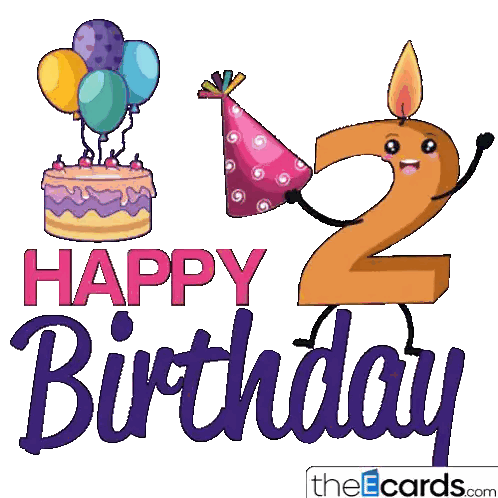 Birthday Card With Cake Balloons And Number 2 Sticker