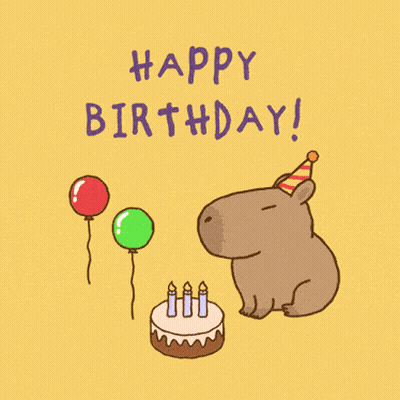 Birthday Card With Capybara And Cake GIF