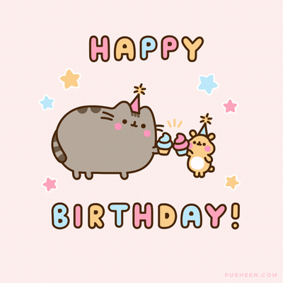 Birthday Card With Cat And Hamster GIF