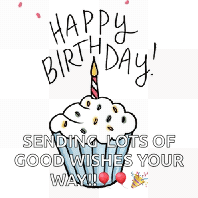 Birthday Card With Cupcake And Candle GIF