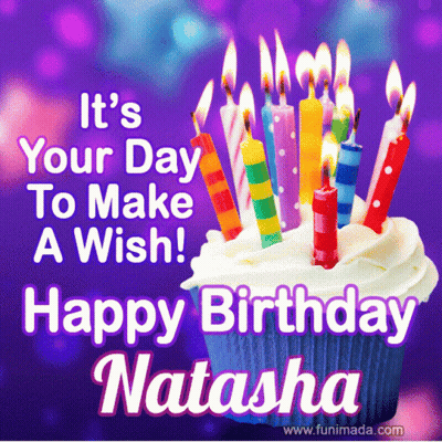 Birthday Card With Cupcake And Candles Saying It's Your Day To Make A Wish Happy Birthday Natasha GIF