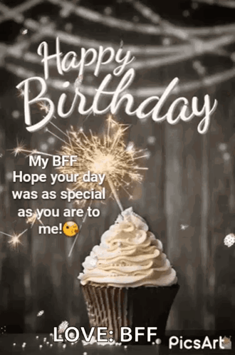 Birthday Card With Cupcake And Sparklers GIF