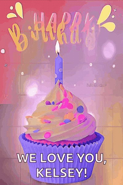 Birthday Card With Cupcake Saying We Love You Kelsey GIF