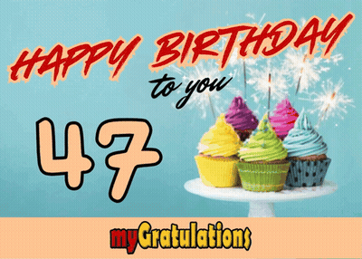 Birthday Card With Cupcakes And 47 GIF
