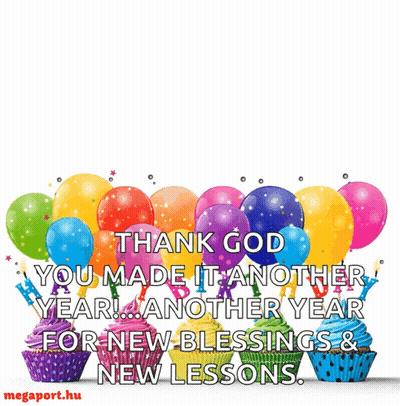 Birthday Card With Cupcakes And Balloons GIF