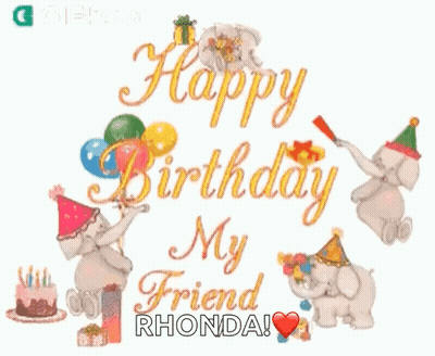 Birthday Card With Elephants Balloons Cake Gifts GIF