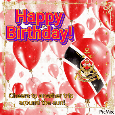 Birthday Card With Flag And Balloons Saying Happy Birthday GIF