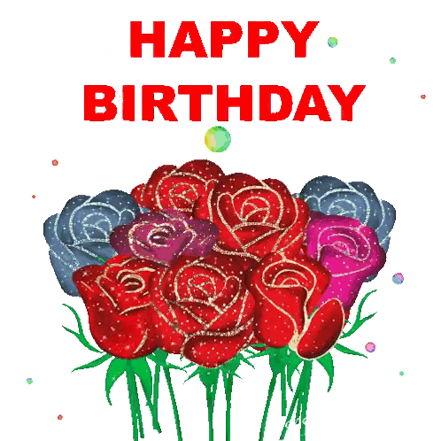Birthday Card With Flowers Sticker