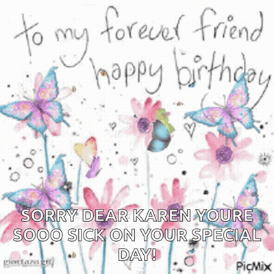 Birthday Card With Flowers And Butterflies GIF