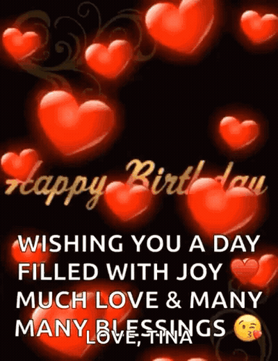 Birthday Card With Hearts And Blessings GIF