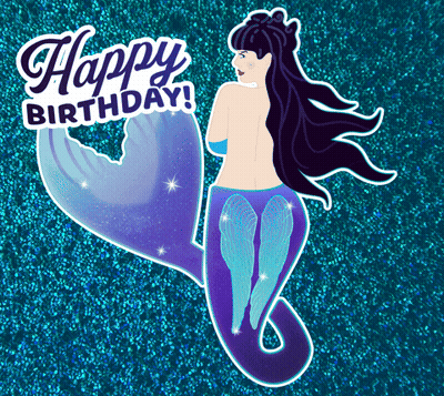 Birthday Card With Mermaid Saying Happy Birthday GIF