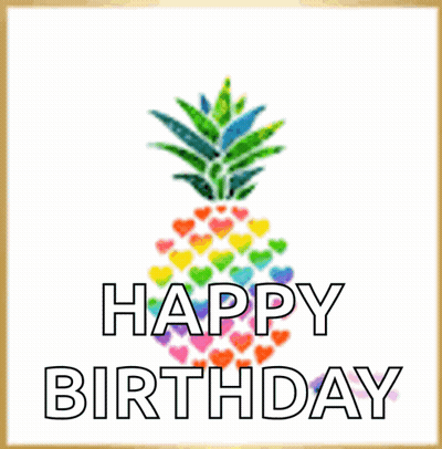 Birthday Card With Pineapple Made Of Hearts GIF