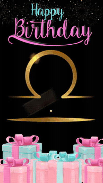 Birthday Card With Pink And Blue Gifts GIF