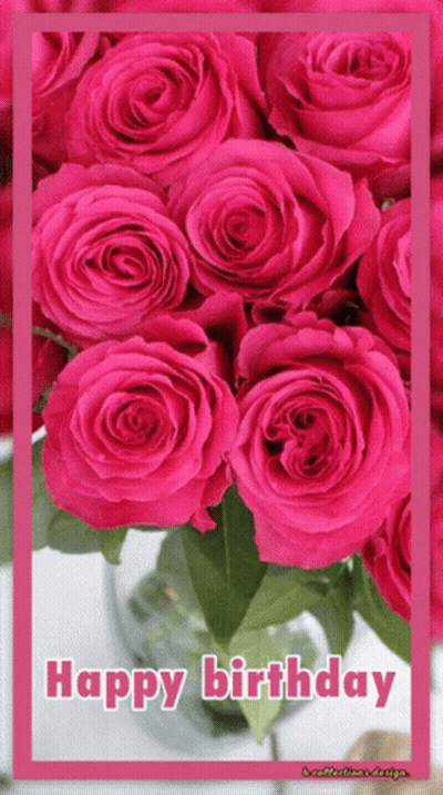 Birthday Card With Pink Roses GIF