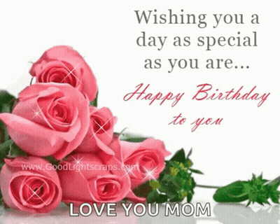 Birthday Card With Pink Roses GIF