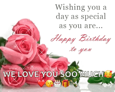 Birthday Card With Pink Roses Wishing You A Special Day GIF