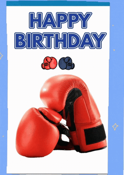 Birthday Card With Red Boxing Gloves Saying Happy Birthday GIF