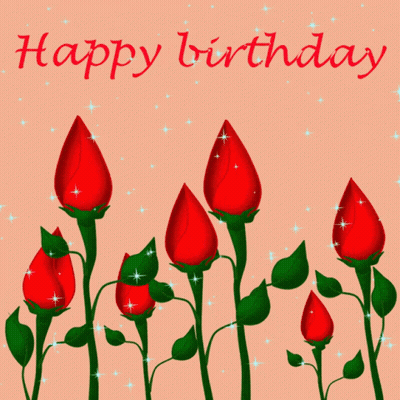 Birthday Card With Red Roses Saying Happy Birthday GIF