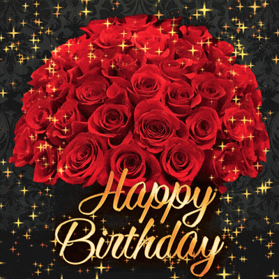 Birthday Card With Red Roses Saying Happy Birthday GIF