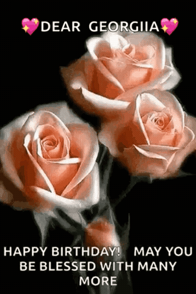 Birthday Card With Roses And Happy Birthday GIF