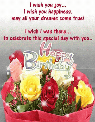 Birthday Card With Roses And Joy GIF