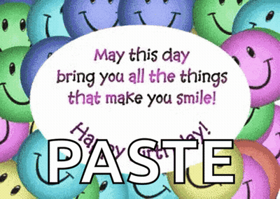 Birthday Card With Smiley Faces And Name Paste GIF