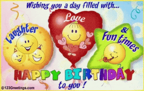 Birthday Card With Smiley Faces GIF