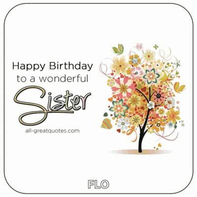 Birthday Card With Tree And Flowers GIF