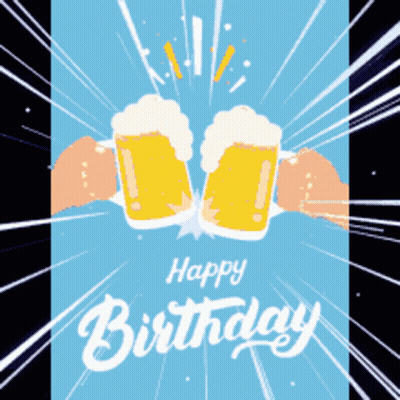 Birthday Card With Two Beer Mugs GIF