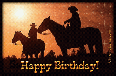 Birthday Card With Two Cowboys On Horses GIF
